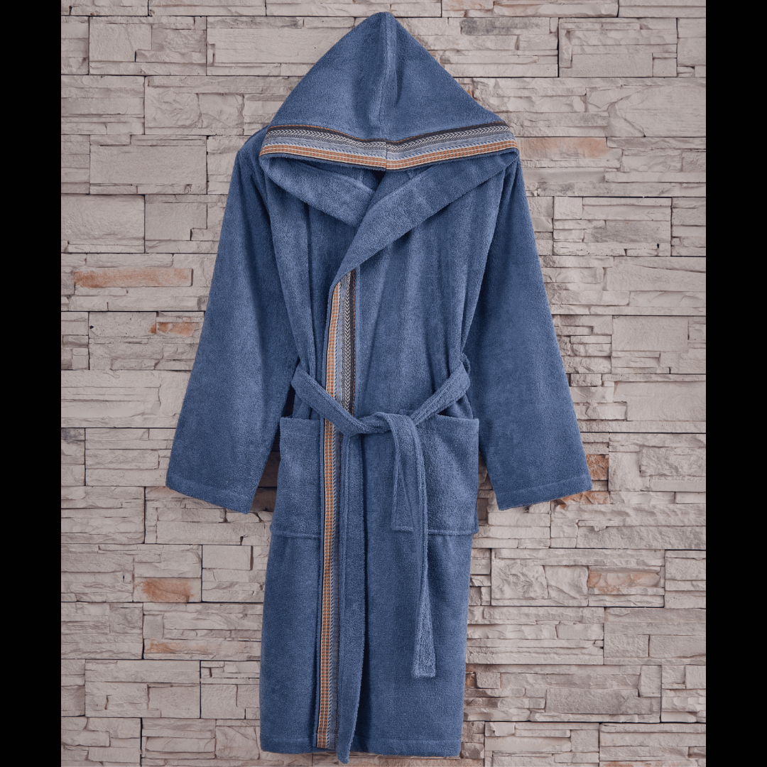 Aze Hooded Jacquard Cotton Single Bathrobe