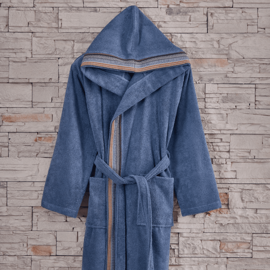 Aze Hooded Jacquard Cotton Single Bathrobe