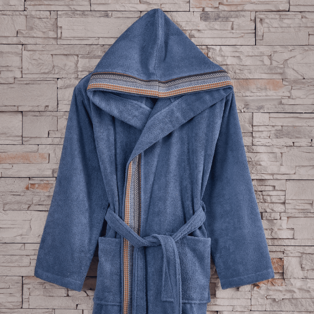 Aze Hooded Jacquard Cotton Single Bathrobe